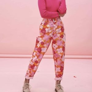 Lucy & Yak Floral Pink and Orange Trousers